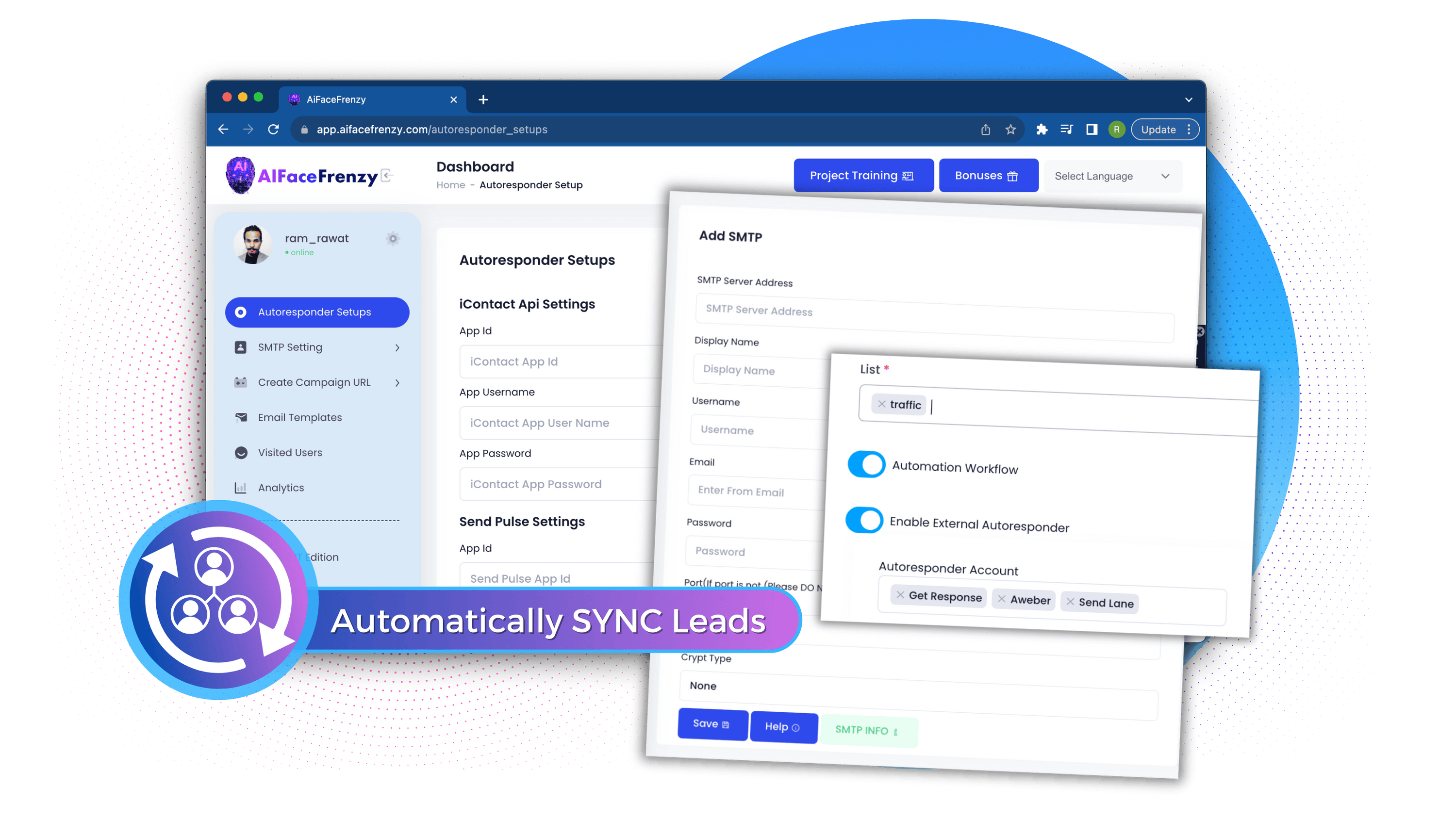  Leads Inside Our App + Automatically SYNC 
Leads To Your Desired Autoresponder