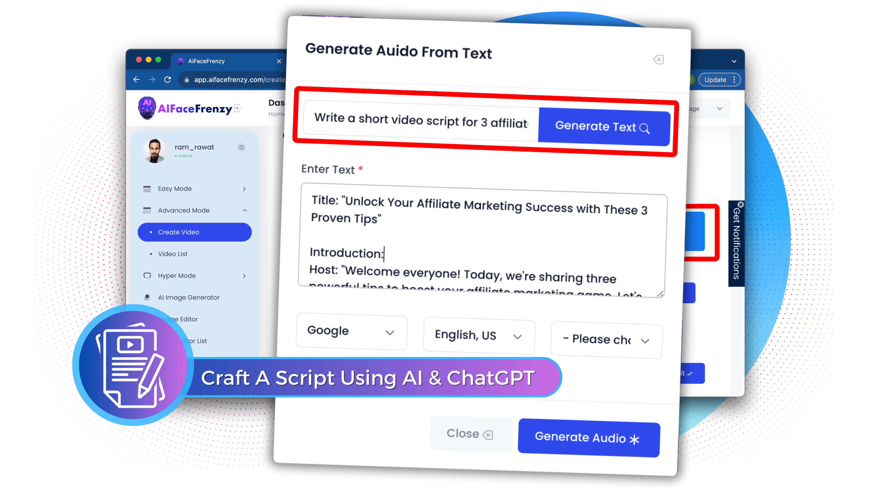 
 Craft A Script Using AI & ChatGPT or Copy & Paste An Existing One